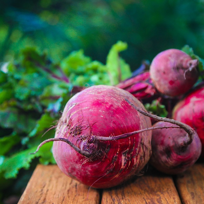 bunch of beetroot on table