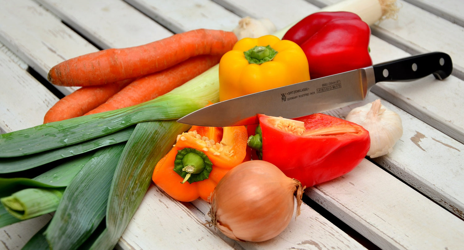 vegetables and chef's knife